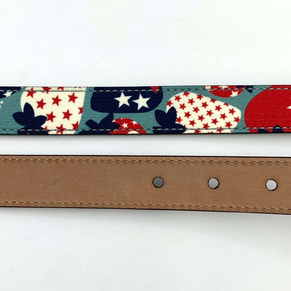 H18724 Gucci color matching strawberry print logo smooth buckle belt 2*72cm new - Picture 4 of 6